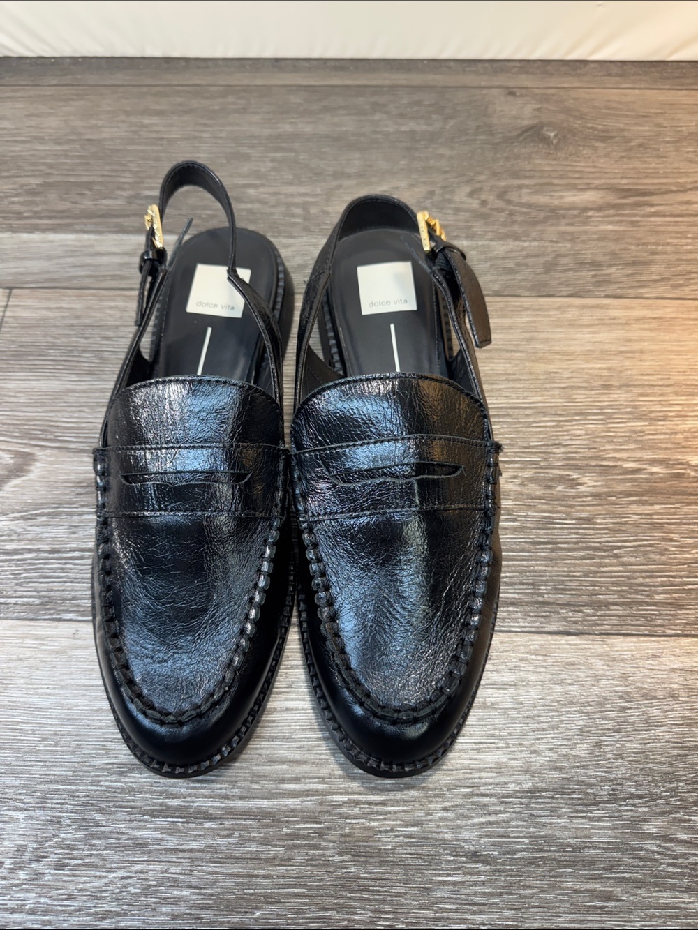 Dolce Vita Black Leather Penny Loafer Slingback woman’s SZ 11 (h239)